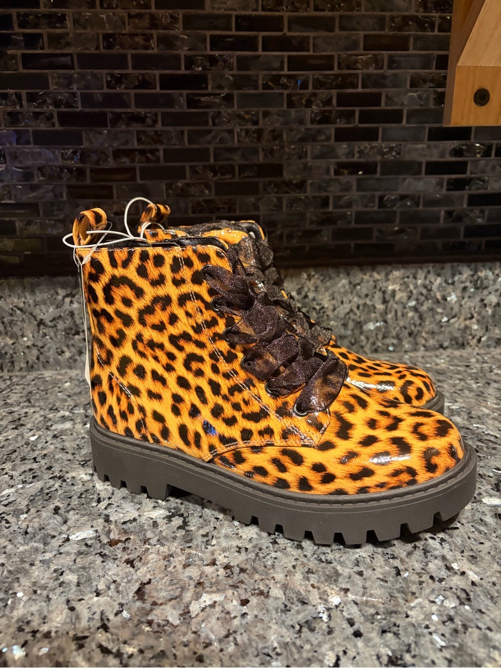 Art Class NWT Target Girls Kayden Leopard Lace Up Combat Boots Size 4 & 5